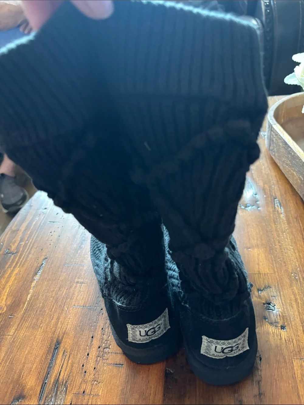 UGG Black Knit Over-the-Knee Boots